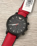 Emporio Armani Luigi Chronograph Black Dial Red Leather Strap Watch For Men - AR1971 Buy Now By Emporio Armani