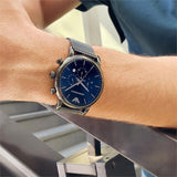 Emporio Armani Chronograph Blue Dial Gun Metallic Mesh Bracelet Watch For Men - AR1979 Buy Now By Emporio Armani