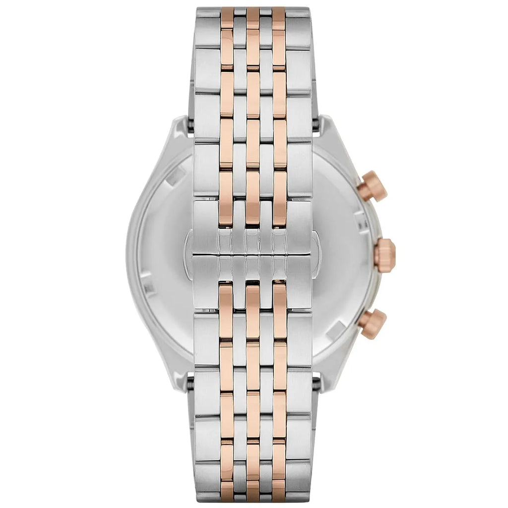 Emporio Armani Zeta Chronograph Quartz White Dial Two Tone Steel Strap Watch For Men - AR1998 Buy Now By Emporio Armani