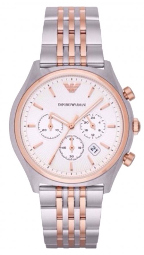 Emporio Armani Zeta Chronograph Quartz White Dial Two Tone Steel Strap Watch For Men - AR1998 Buy Now By Emporio Armani
