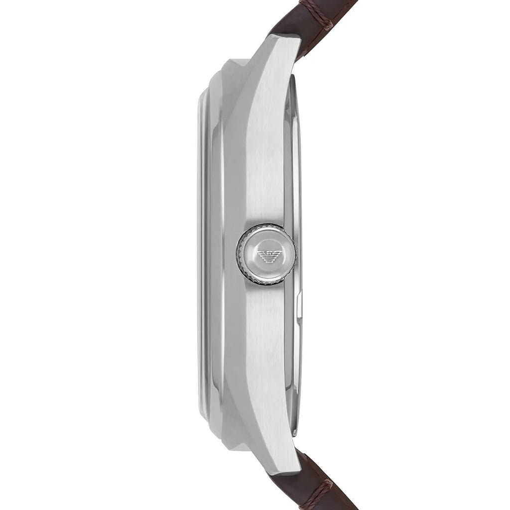 Emporio Armani Dress Quartz White Dial Brown Leather Strap Watch For Men - AR1999 Buy Now By Emporio Armani