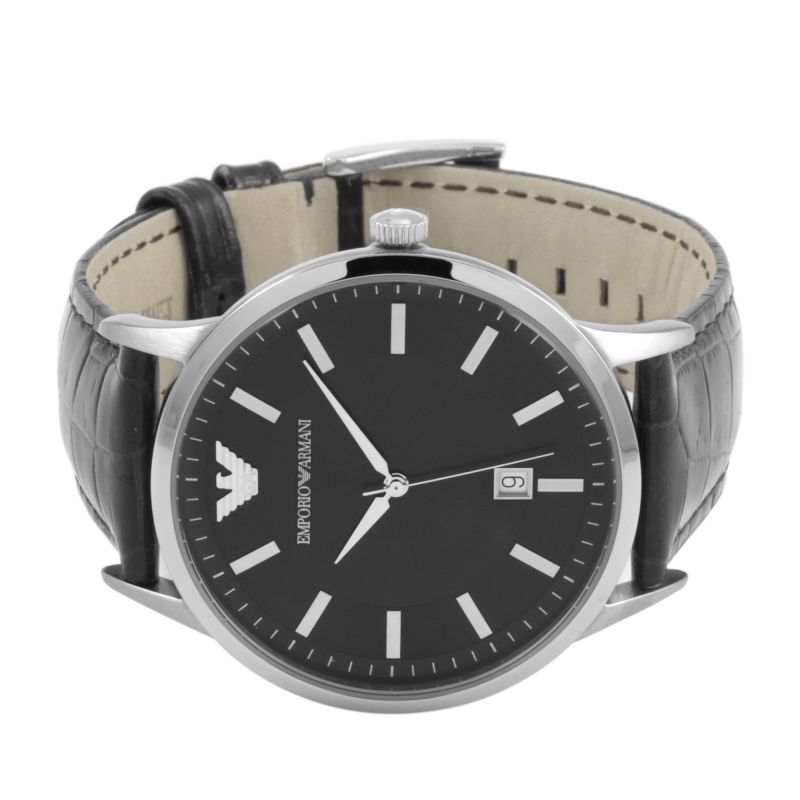 Emporio Armani Renato Black Dial Leather Strap Watch For Men - AR2411 Buy Now By Emporio Armani