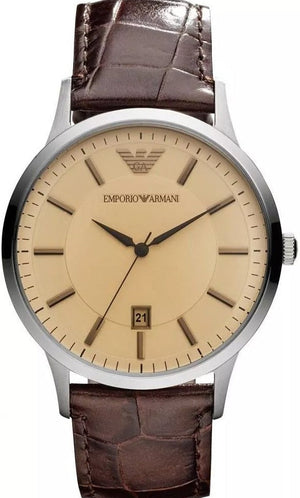 Emporio Armani Classic Quartz Brown Dial Brown Leather Strap Watch For Men - AR2427 Buy Now By Emporio Armani
