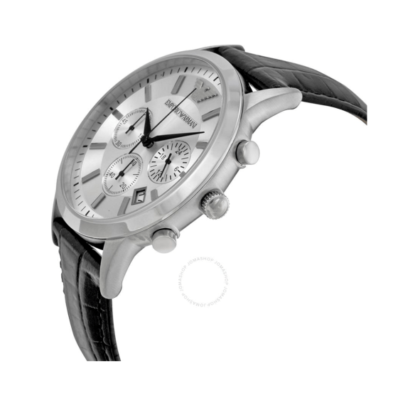 Emporio Armani Classic Chronograph Silver Dial Black Leather Strap Watch For Men - AR2432 Buy Now By Emporio Armani