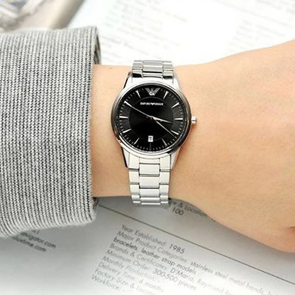 Emporio Armani Classic Quartz Black Dial Silver Steel Strap Watch For Women - AR2441 Buy Now By Emporio Armani