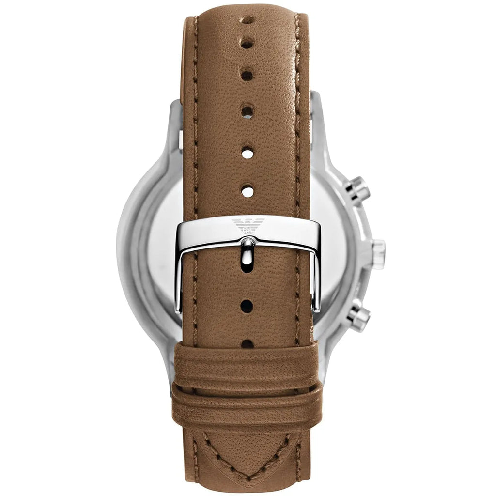 Emporio Armani Classic Chronograph Silver Dial Brown Leather Strap Watch For Men - AR2471 Buy Now By Emporio Armani