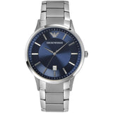 Emporio Armani Renato Blue Dial Silver Steel Strap Watch For Men - AR2477 Buy Now By Emporio Armani