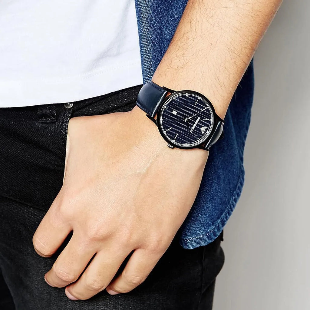 Emporio Armani Renato Blue Dial Blue Leather Strap Watch For Men - AR2479 Buy Now By Emporio Armani