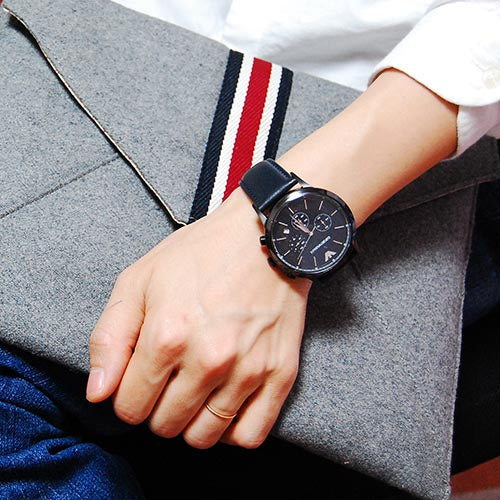 Emporio Armani Renato Chronograph Quartz Blue Dial Blue Leather Strap Watch For Men - AR2481 Buy Now By Emporio Armani