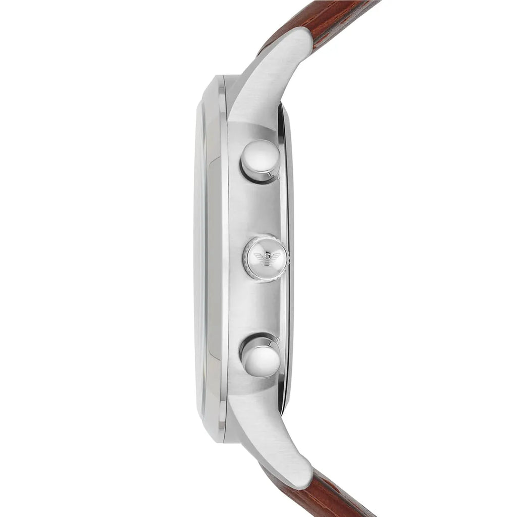 Emporio Armani Renato Chronograph Green Dial Brown Leather Strap Watch For Men - AR2493 Buy Now By Emporio Armani