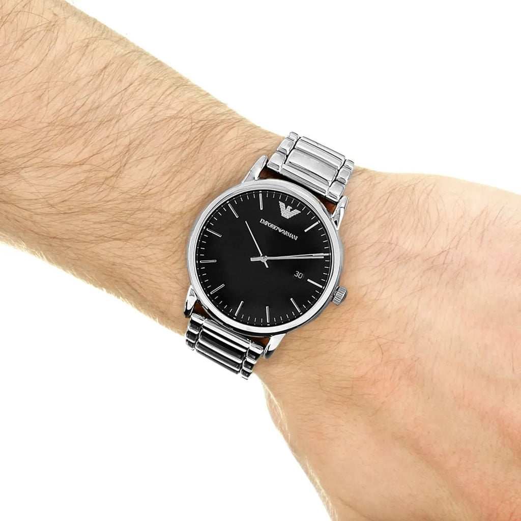 Emporio Armani Luigi Quartz Black Dial Silver Steel Strap Watch For Men - AR2499 Buy Now By Emporio Armani