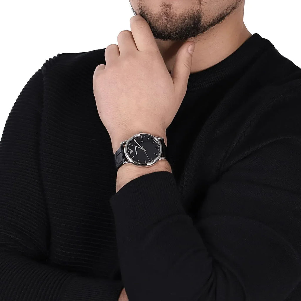Emporio Armani Luigi Quartz Black Dial Black Leather Strap Watch For Men - AR2500 Buy Now By Emporio Armani