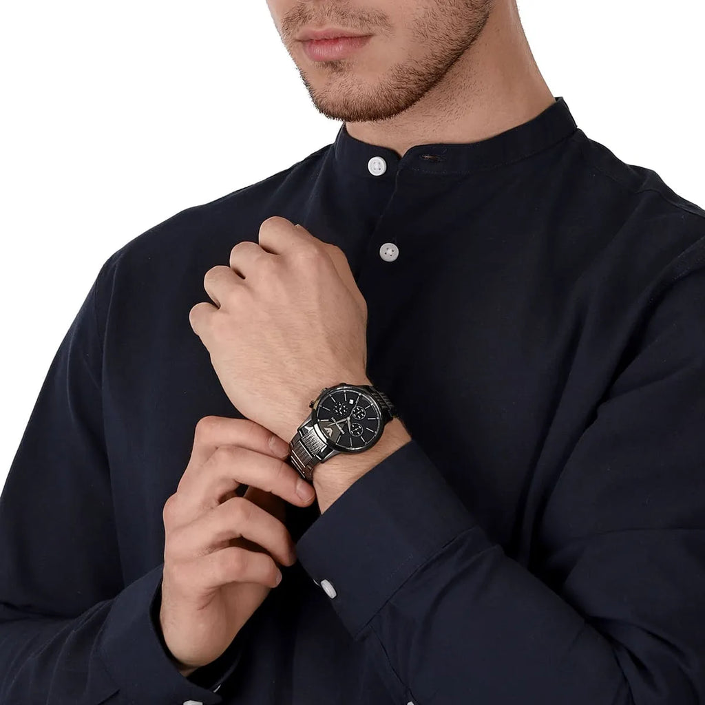 Emporio Armani Renato Chronograph Quartz Blue Dial Grey Steel Strap Watch For Men - AR2505 Buy Now By Emporio Armani