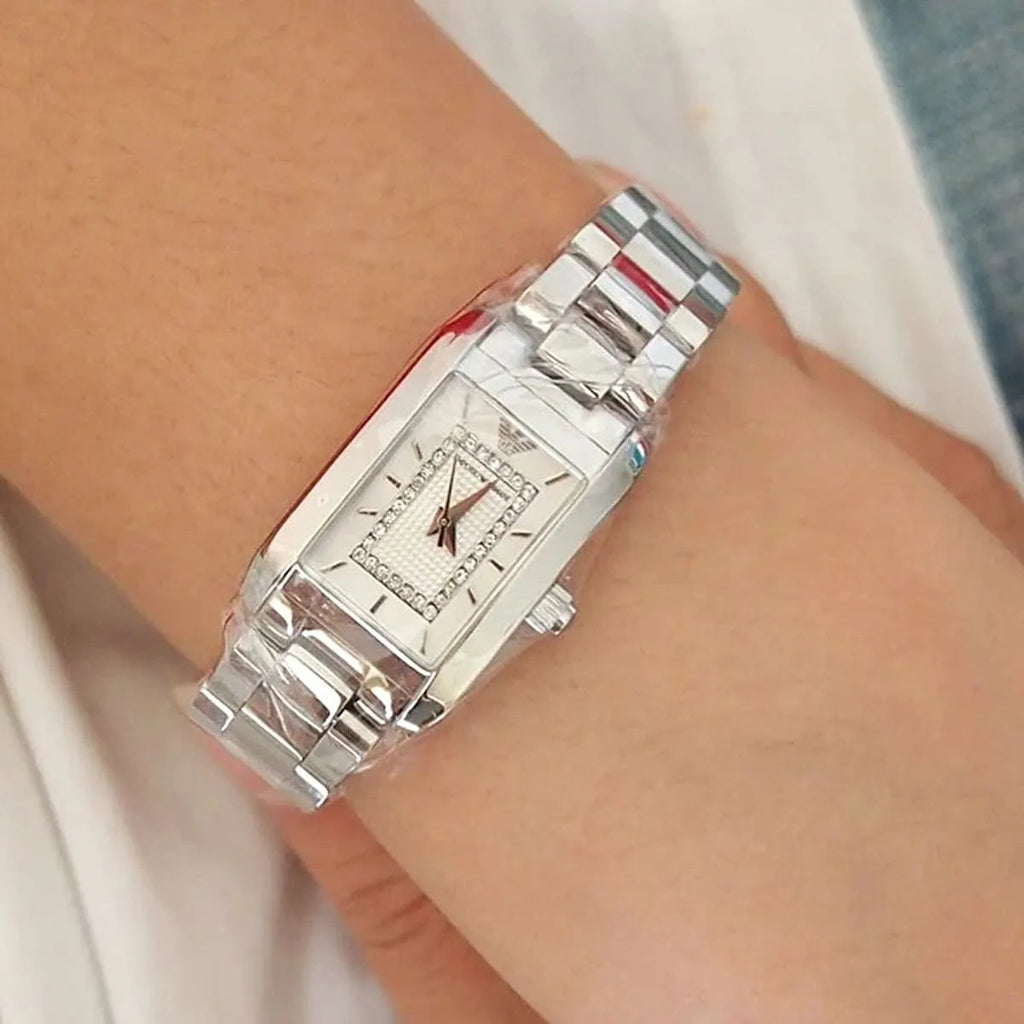 Emporio Armani Classic Diamonds Silver Dial Silver Steel Strap Watch For Women - AR3170 Buy Now By Emporio Armani