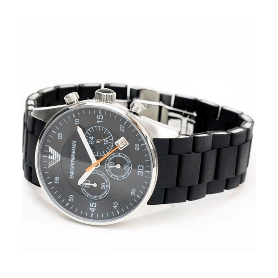Emporio Armani Sportivo Chronograph Black Dial Black Strap Watch For Men - AR5858 Buy Now By Emporio Armani