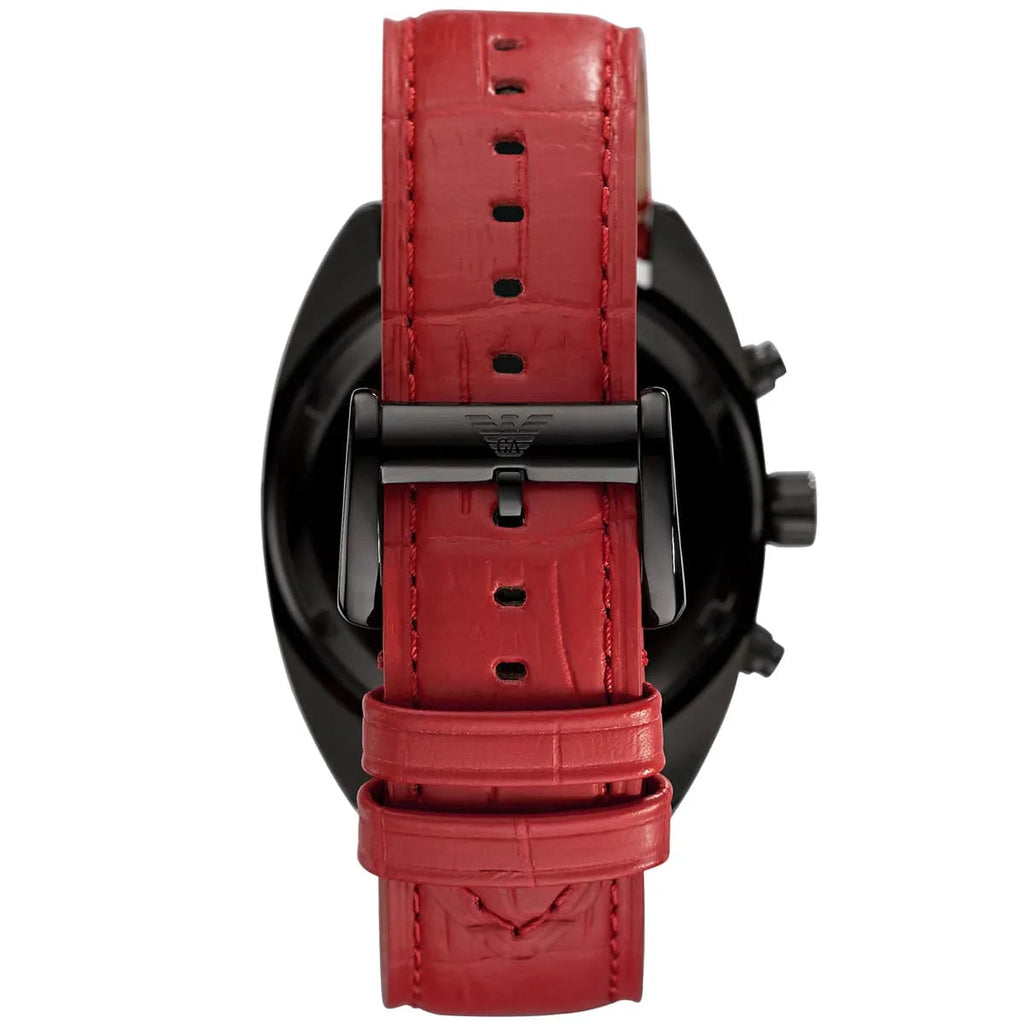 Emporio Armani Sportivo Chronograph Black Dial Red Leather Strap Watch For Men - AR5918 Buy Now By Emporio Armani