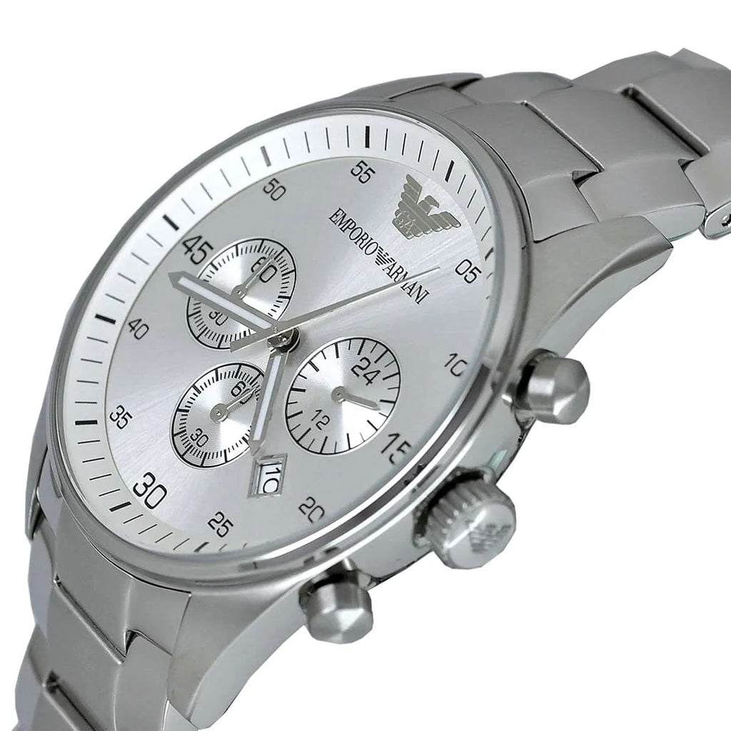 Emporio Armani Sportivo Chronograph Silver Dial Silver Steel Strap Watch For Men - AR5963 Buy Now By Emporio Armani