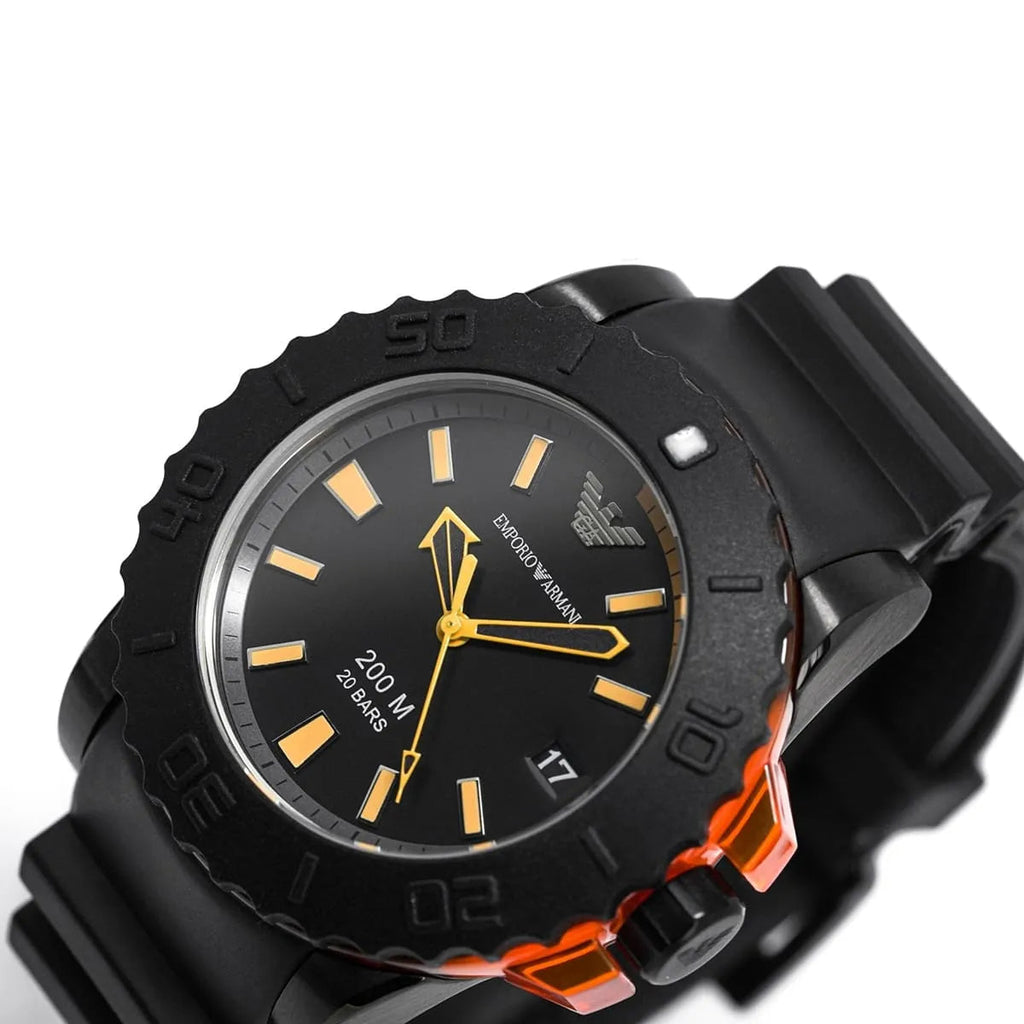 Emporio Armani Sportivo Quartz Black Dial Black Silicone Strap Watch For Men - AR5969 Buy Now By Emporio Armani