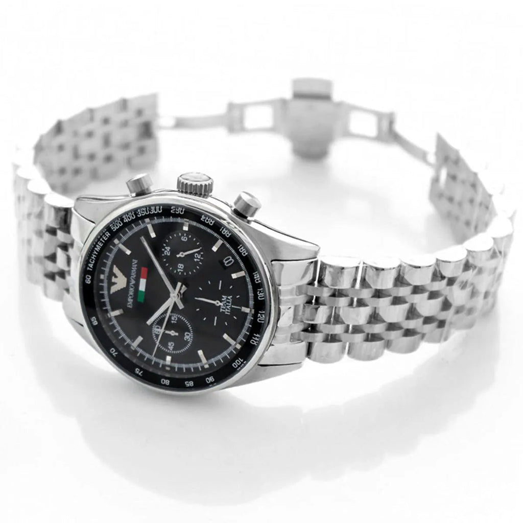 Emporio Armani Sportivo Chronograph Black Dial Silver Steel Strap Watch For Men - AR5984 Buy Now By Emporio Armani