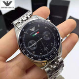 Emporio Armani Sportivo Chronograph Black Dial Silver Steel Strap Watch For Men - AR5984 Buy Now By Emporio Armani