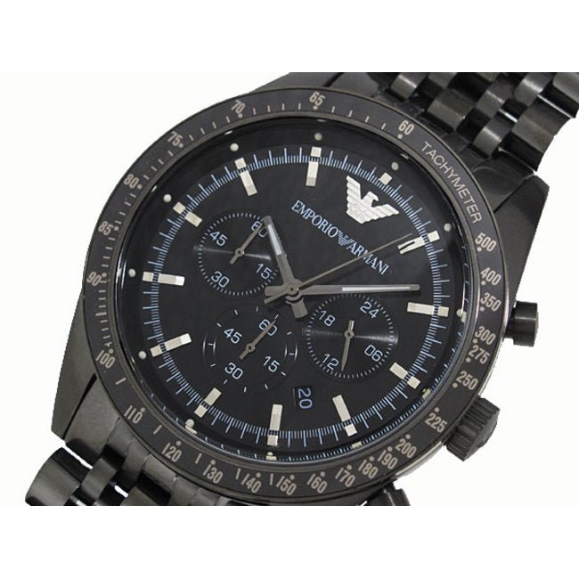 Emporio Armani Tazio Chronograph Black Dial Black Steel Strap Watch For Men - AR5989 Buy Now By Emporio Armani