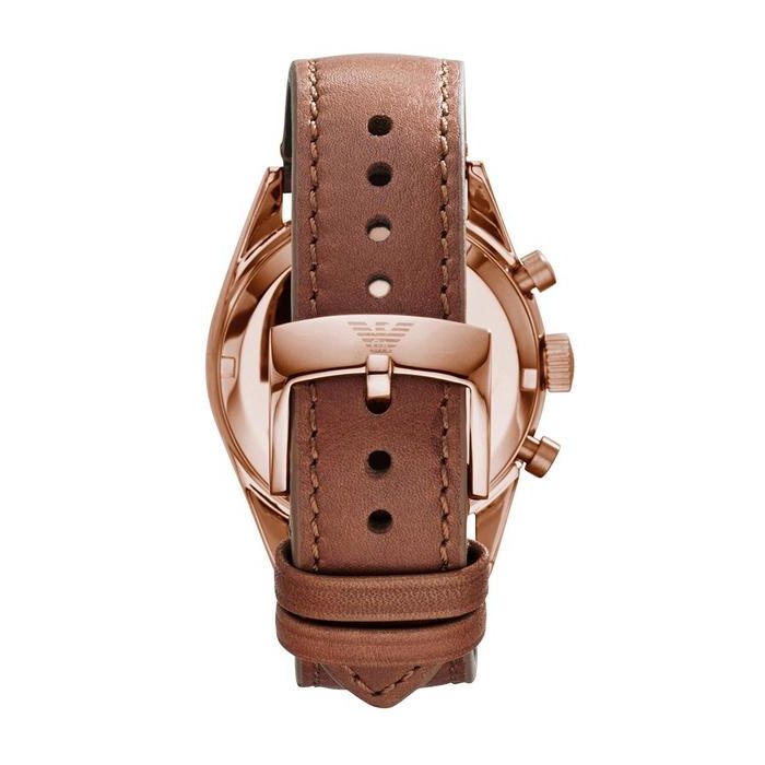 Emporio Armani Sportivo Chronograph White Dial Brown Leather Strap Watch For Men - AR5996 Buy Now By Emporio Armani