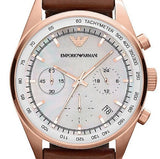 Emporio Armani Sportivo Chronograph White Dial Brown Leather Strap Watch For Men - AR5996 Buy Now By Emporio Armani