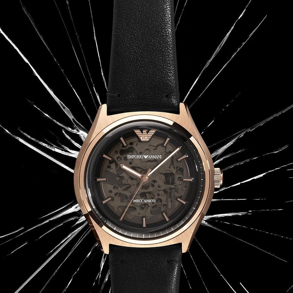 Emporio Armani Meccanico Black Dial Black Leather Watch For Men - AR60004 Buy Now By Emporio Armani