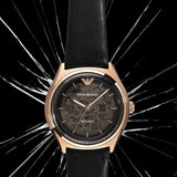 Emporio Armani Meccanico Black Dial Black Leather Watch For Men - AR60004 Buy Now By Emporio Armani