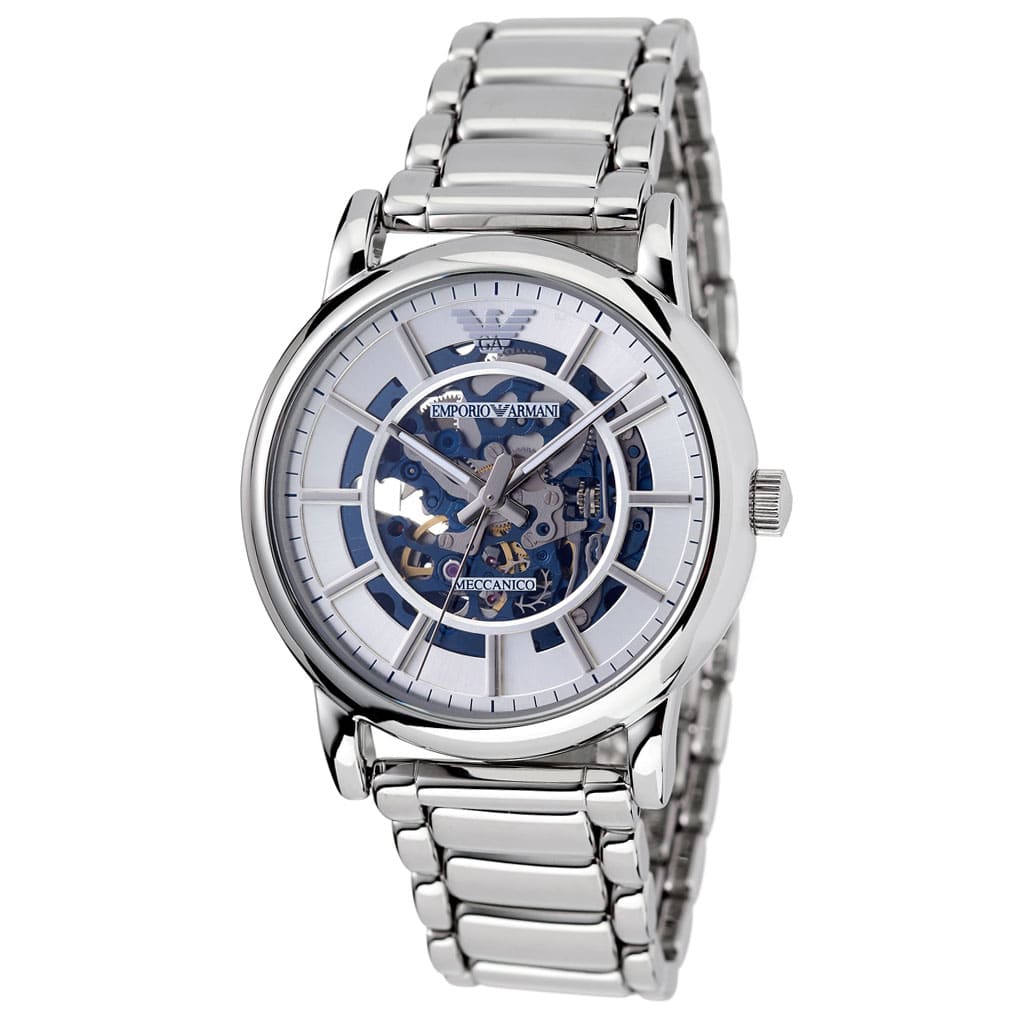 Emporio Armani Meccanico Automatic Silver Dial Silver Steel Strap Watch for Men - AR60006 Buy Now By Emporio Armani