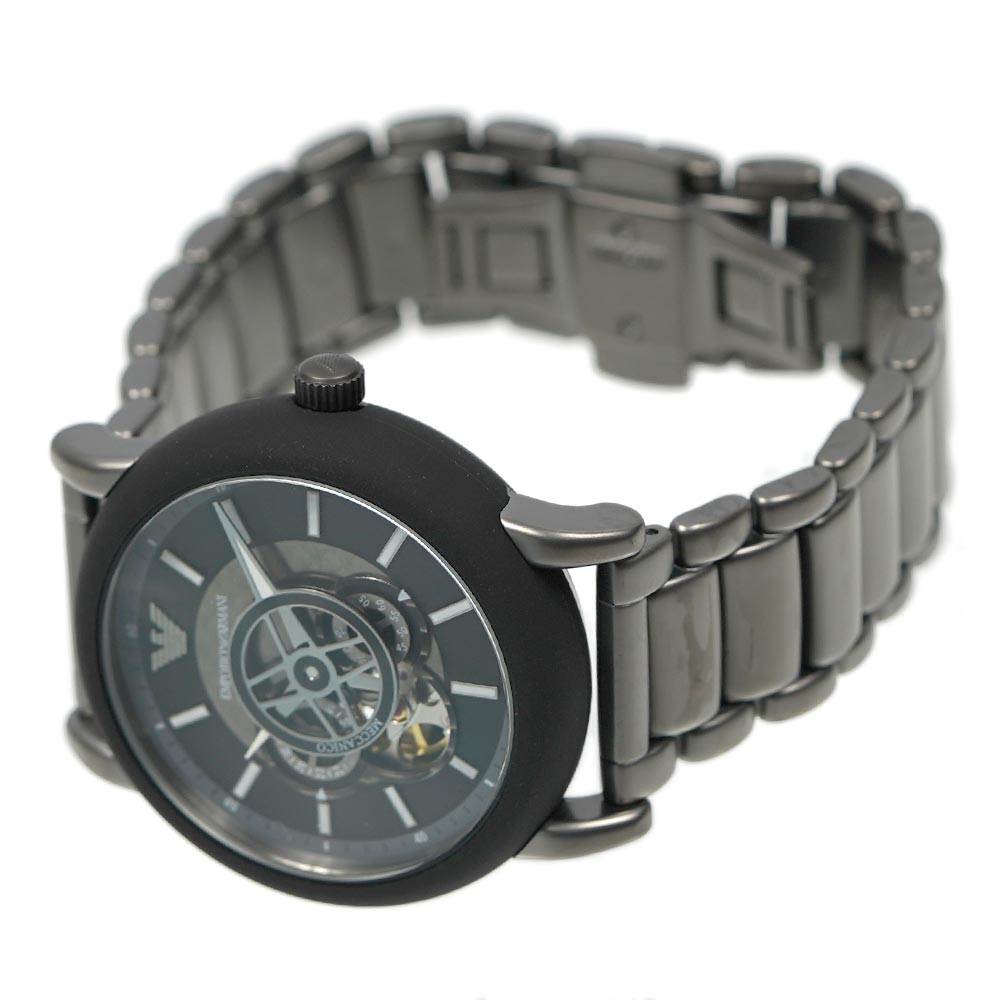 Emporio Armani Meccanico Automatic Black Dial Black Steel Strap Watch For Men - AR60010 Buy Now By Emporio Armani