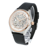 Emporio Armani Zeta Skeleton Automatic Silver Dial Black Leather Strap Watch For Men - AR60018 Buy Now By Emporio Armani