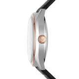 Emporio Armani Zeta Skeleton Automatic Silver Dial Black Leather Strap Watch For Men - AR60018 Buy Now By Emporio Armani