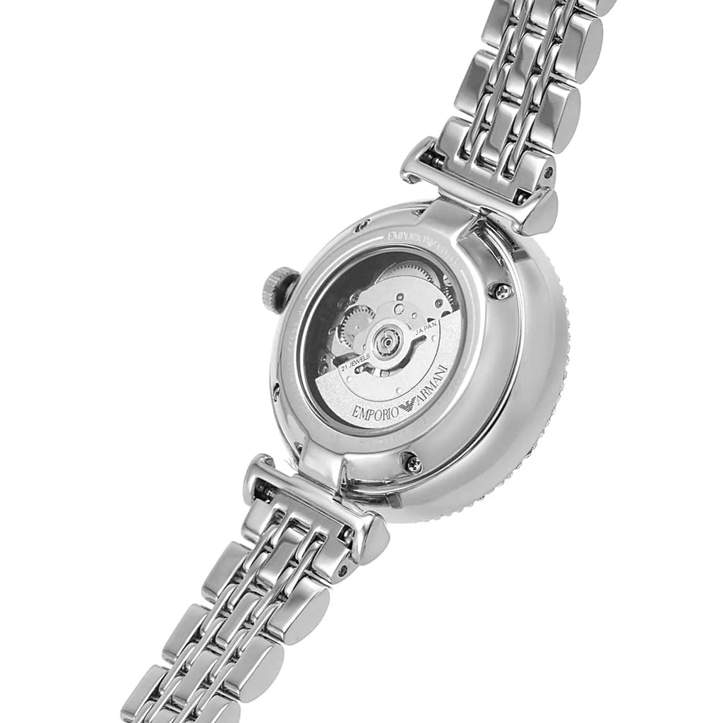 Emporio Armani Gianni T-Bar Automatic Silver Dial Silver Steel Strap Watch For Women - AR60022 Buy Now By Emporio Armani