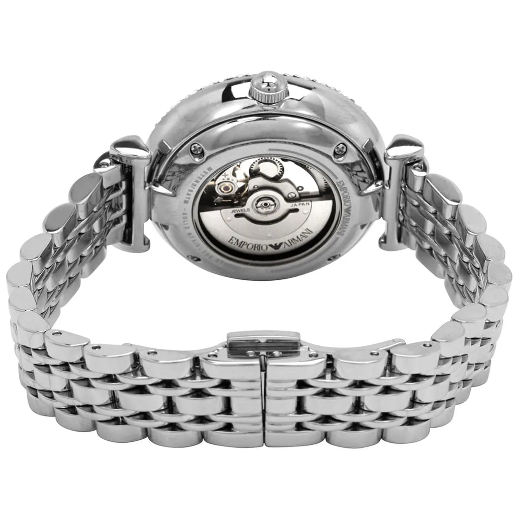 Emporio Armani Gianni T-Bar Automatic Silver Dial Silver Steel Strap Watch For Women - AR60022 Buy Now By Emporio Armani