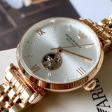 Emporio Armani Gianni T-Bar Silver Dial Rose Gold Steel Strap Watch For Women - AR60023 Buy Now By Emporio Armani