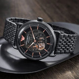 Emporio Armani Automatic Multifunction Black Dial Black Mesh Bracelet Watch For Men - AR60025 Buy Now By Emporio Armani