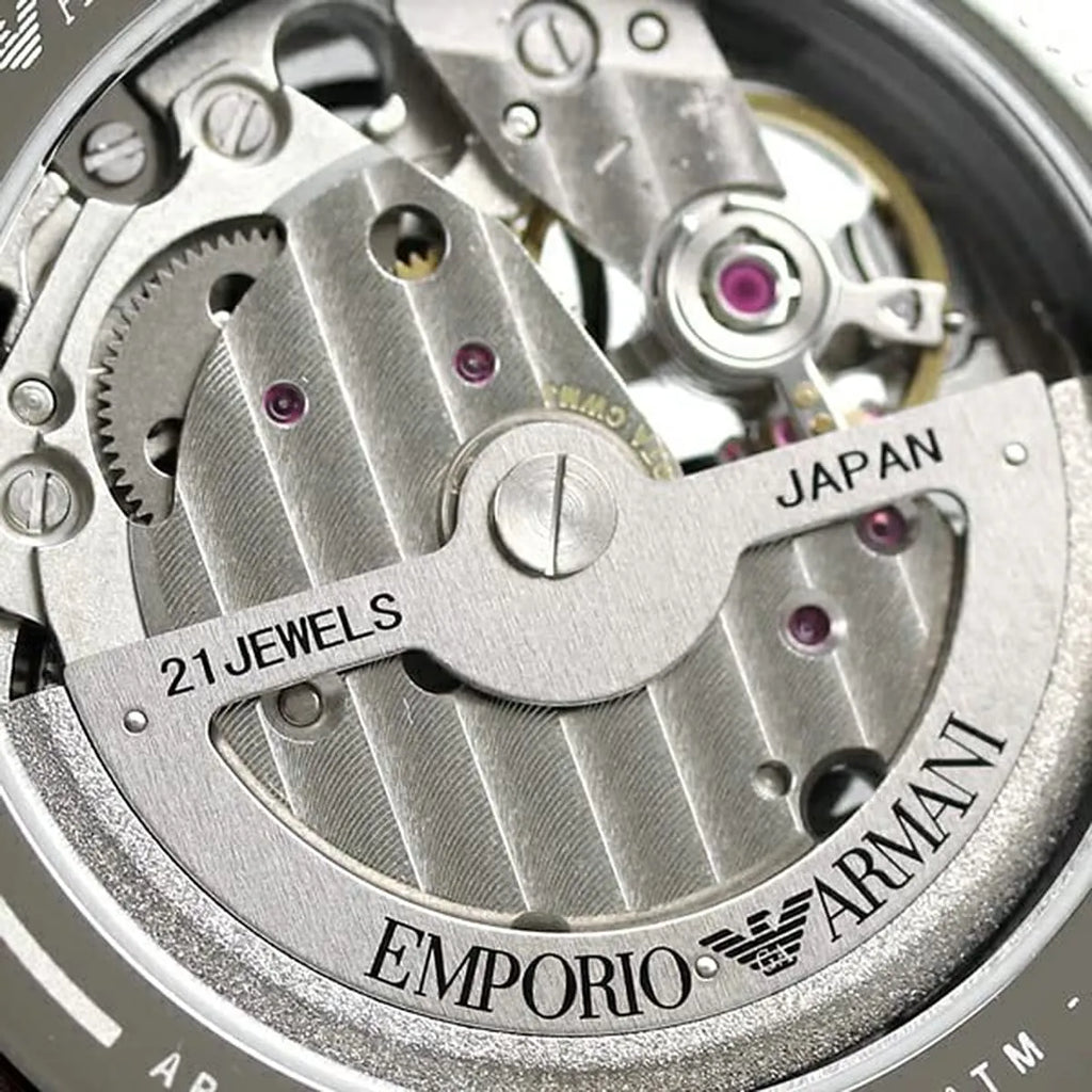 Emporio Armani Meccanico Skeleton Black Dial Black Leather Strap Watch For Men - AR60026 Buy Now By Emporio Armani