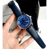 Emporio Armani Luigi Automatic Blue Dial Blue Leather Strap Watch For Men - AR60030 Buy Now By Emporio Armani