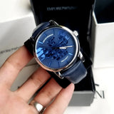 Emporio Armani Luigi Automatic Blue Dial Blue Leather Strap Watch For Men - AR60030 Buy Now By Emporio Armani