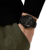 Emporio Armani Meccanico Quartz Black Dial Black Leather Strap Watch For Men - AR60032 Buy Now By Emporio Armani