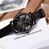 Emporio Armani Meccanico Quartz Black Dial Black Leather Strap Watch For Men - AR60032 Buy Now By Emporio Armani