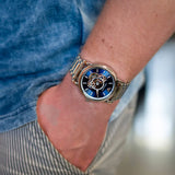 Emporio Armani Luigi Chronograph Skeleton Blue Dial Silver Steel Strap Watch For Men - AR60036 Buy Now By Emporio Armani