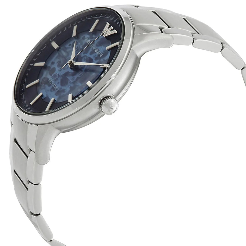 Emporio Armani Renato Automatic Blue Dial Silver Steel Strap Watch For Men - AR60037 Buy Now By Emporio Armani
