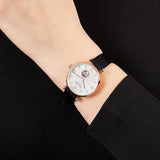 Emporio Armani Gianni T Bar Mother of Pearl White Dial Black Leather Strap Watch For Women - AR60047 Buy Now By Emporio Armani