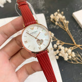 Emporio Armani Gianni T-Bar Mother of Pearl White Dial Red Leather Strap Watch For Women - AR60048 Buy Now By Emporio Armani