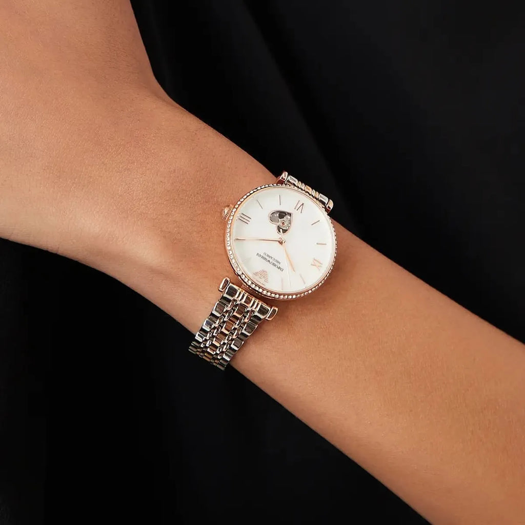 Emporio Armani Meccanico Automatic Mother of Pearl Dial Two Tone Steel Strap Watch For Women - AR60049 Buy Now By Emporio Armani