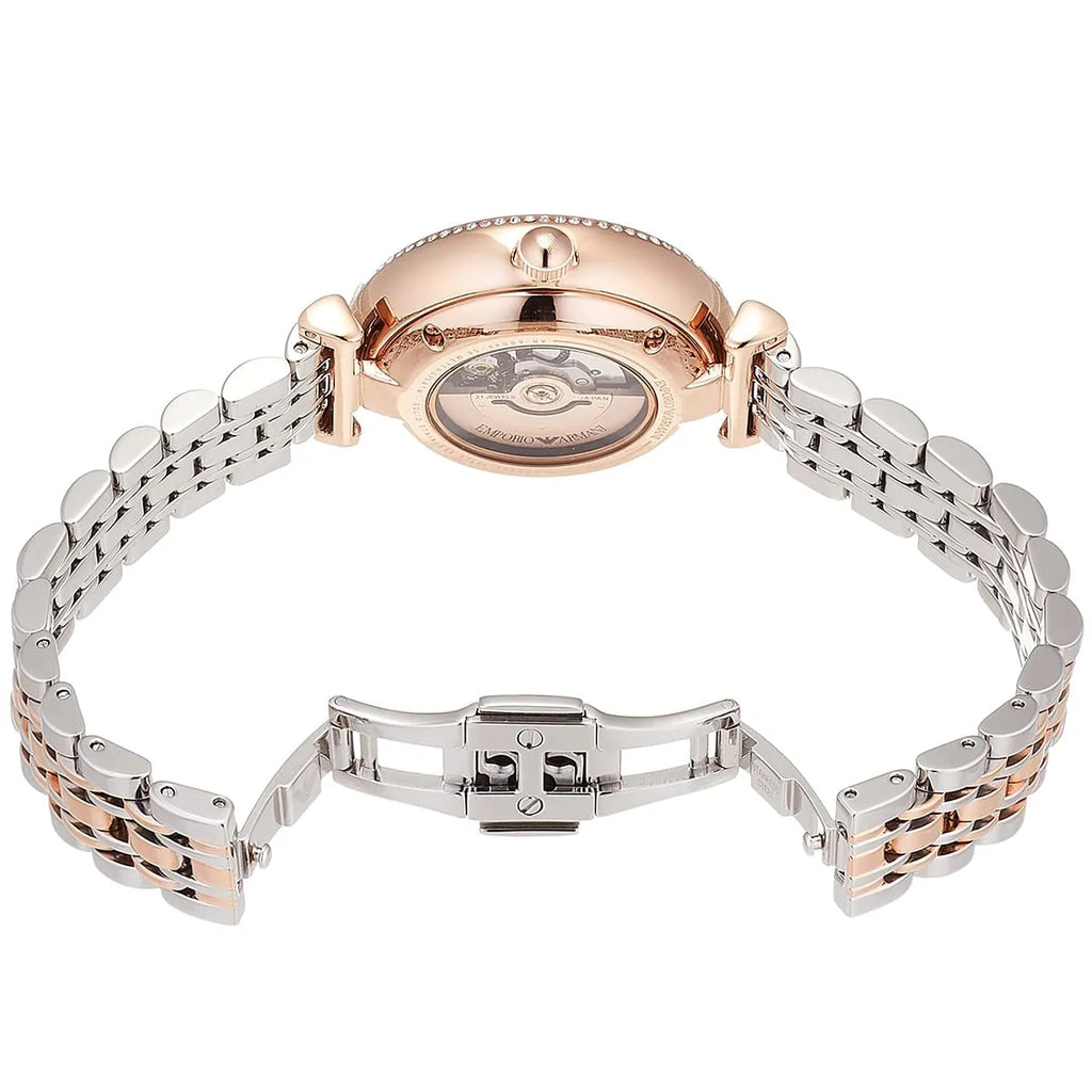 Emporio Armani Meccanico Automatic Mother of Pearl Dial Two Tone Steel Strap Watch For Women - AR60049 Buy Now By Emporio Armani