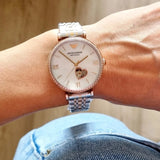 Emporio Armani Meccanico Automatic Mother of Pearl Dial Two Tone Steel Strap Watch For Women - AR60049 Buy Now By Emporio Armani