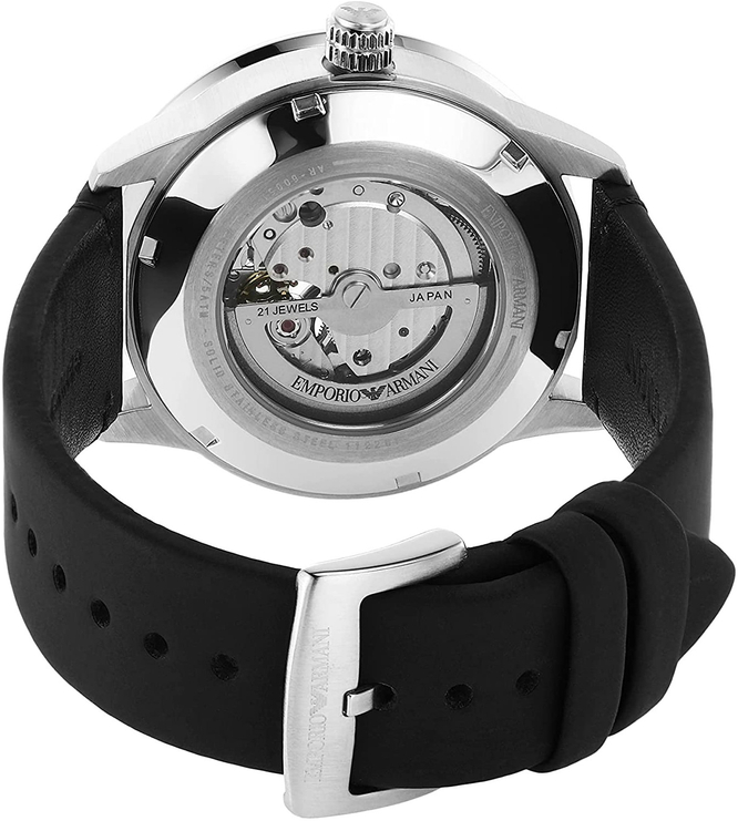 Emporio Armani Renato Chronograph Automatic Black Dial Black Leather Strap Watch For Men - AR60051 Buy Now By Emporio Armani